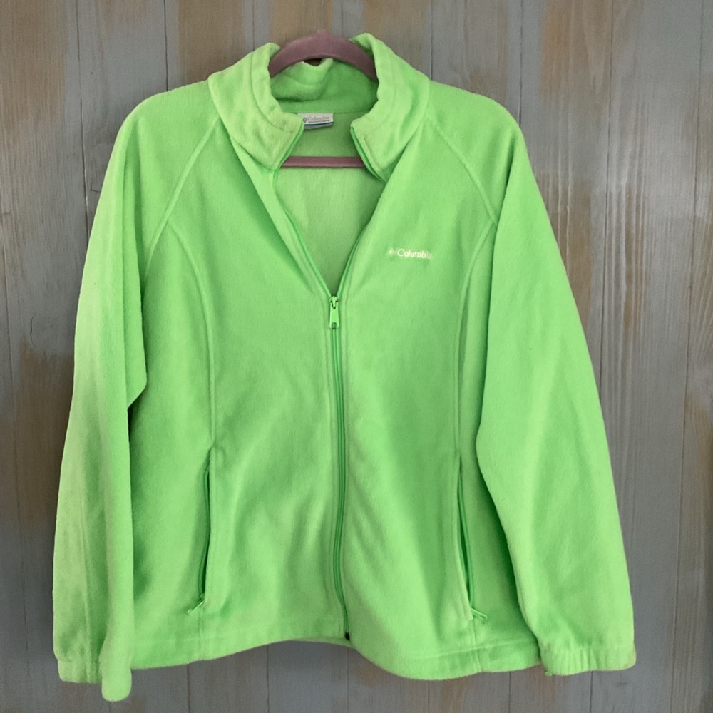 COLUMBIA FLEECE JACKET SWEATER MINT GREEN ZIP FRONT SZ 1X